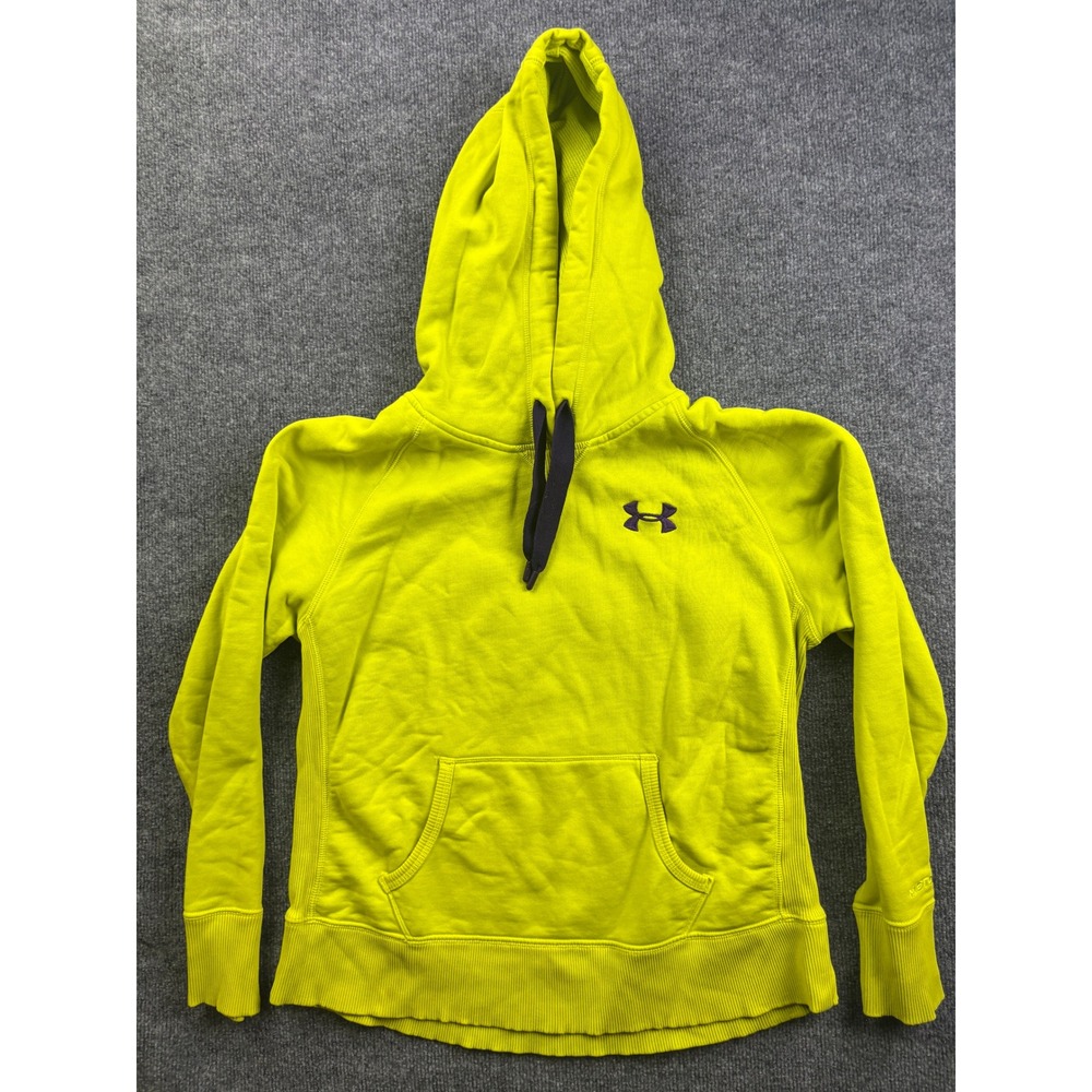 Under Armour Hoodie Women Medium Yellow UA Storm Loose‎ Fit Pullover Fleece